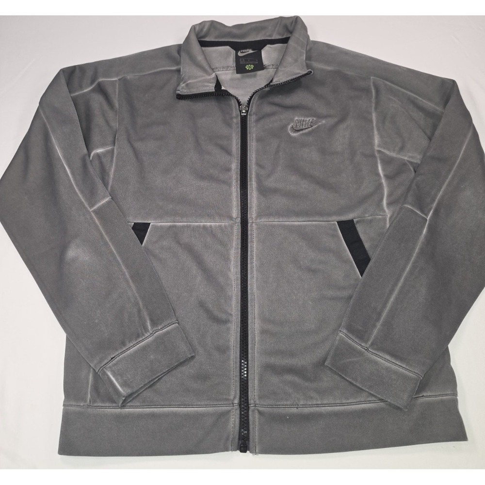 Nike Track Jacket Boys Large Gray Black Full Zip Athletic Training – Flaw